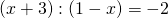 ( x + 3 ) : ( 1 - x ) = - 2